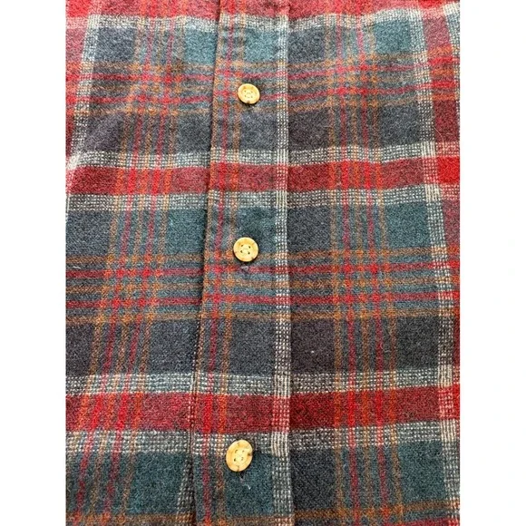 Pendleton VINTAGE 1970s Mens Plaid Wool Flannel Shirt Size M Long Made in USA - Picture 10 of 11